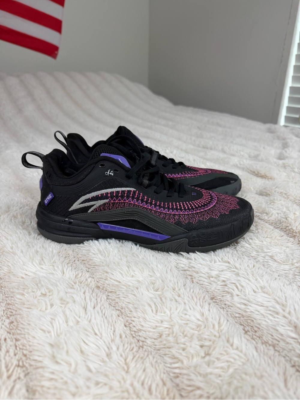 Men's Athletic Sneakers - Black with Pink & Purple Accents